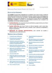 Medidas para hacer frente al COVID-19. Guía de Autónomos
