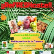 Actividad  ¡¡ReFRESHcate!! Taller de zumos y bebidas sin alcohol: Ven a probar nuestras deliciosas, saludables y reFRESHcantes recetas para combatir el calor y fortalecer tu cuerpo 