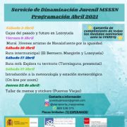 Servicio de Dinamización Juvenil MSSSN. Programación de abril 2021